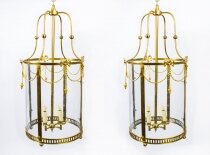 Pair of Sheraton Style Solid Brass Circular Lanterns