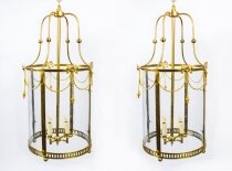 Pair of Sheraton Style Solid Brass Circular Lanterns