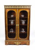 Antique Victorian Burr Walnut Ormolu Mounted Display Cabinet 19th Century