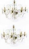 Superb Pair of Vintage Venetian 8 Light Crystal Chandeliers