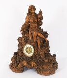 Antique Swiss & 39 Black Forest& 39 Carved Linden Wood Clock by Bergen & Co 19th C