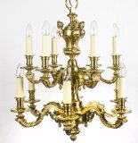 Antique French Louis XIV Style twelve branch ormolu chandelier C1900