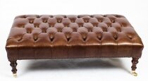 Bespoke Large Leather Stool Ottoman Coffee table Hazel 4ft x 2ft 6inches