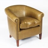 Bespoke English Handmade Amsterdam Leather Arm Chair Saddle
