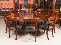 Vintage 7ft 4& 34 Diameter Flame Mahogany Jupe Dining Table & 10 Chairs mid 20th C Vintage 7ft 4& 34 Diameter Flame Mahogany Jupe Dining Table & 10 Chairs mid 20th C