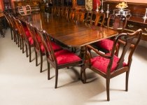 Vintage Dining Table by William Tillman, Harrods & 14 Queen Anne Chairs 20th C Vintage Dining Table by William Tillman, Harrods & 14 Queen Anne Chairs 20th C