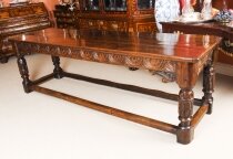 Antique 8ft 6& 34 English Jacobean Oak Refectory Dining Table 17th Century