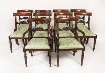 Vintage Set 10 Mahogany Regency Revival Bar Back Dining Chairs 20th C
