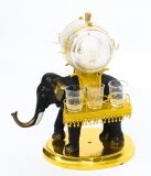 Antique Patinated Bronze & Ormolu Elephant Liqueur Set Tantalus 19th C