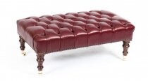 Bespoke Button Backed Burgundy Leather Stool Ottoman 2ft 8& 34 x 1ft 10& 34 