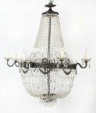 Antique Louis Revival 20 light Ballroom Cut Crystal Tent Chandelier c1920