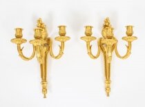 Antique Adam Revival Pair Decorative Triple Branch Wall Lights 19th C
