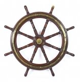 Antique 4ft Diam Teak and Brass Set 8 Spoke Ships Wheel C 1880 19th Century