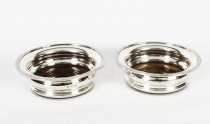 Vintage Pair Circular Sterling Silver Coasters Birmingham 1972 20th Century