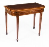 Antique Victorian Mahogany & Inlaid Card Games Table 19th C