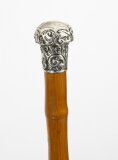 Antique Silver & Malacca Walking Stick Cane C1880 19th Century