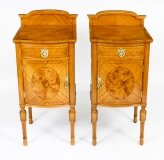 Antique Pair Victorian Satinwood Bedside Cabinets 19th C