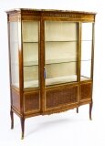Antique French Kingwood Parquetry Ormolu Mounted Vitrine Cabinet 19th C