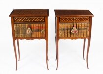 Antique Pair Ormolu Mounted Parquetry Occasional Bedside Tables 19th C