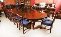 Antique 19th C 16ft Flame Mahogany Extending Dining Table & 16chairs