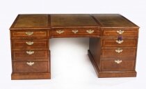 Antique 6ft Burr Walnut Partners Pedestal Desk 20th Century