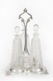 Antique Victorian Silver Plated Triple Decanter Tantalus Stand 19th C