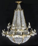 Antique Louis Revival 36 light Ballroom Cut Crystal Tent Chandelier c1920