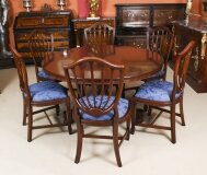Antique William IV Circular Dining Table C1830 & 6 Vintage chairs