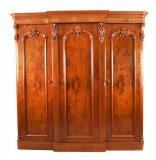 Antique Victorian Breakfront Burr Walnut Wardrobe C1870 19th C