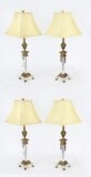 Vintage Set of 4 Corinthian Column Ormolu & Glass Table Lamps Mid 20th Century