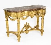 Antique Louis XV Revival Carved Giltwood Console Pier Table 19th C