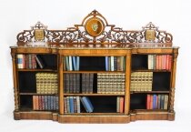 Antique Victorian Ormolu Mounted Walnut Open Bookcase 19th Century