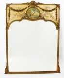 Antique French Painted & Parcel Gilt Trumeau Mirror 19th C 162x114cm