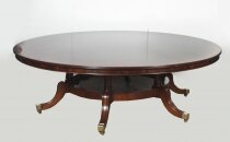 Vintage 8ft Diameter Flame Mahogany Regency Revival Dining Table 20th C