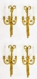 Antique Set 4 Regency Revival Ormolu Wall Lights Appliques 20th C