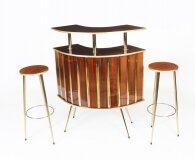 Vintage Cocktail Drinks Bar Cabinet Wine Bar Dry Bar & 2 Stools 20th C
