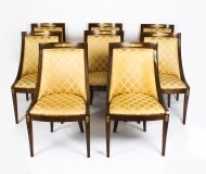 Vintage Set of Eight French Empire Revival Gondola Dining Chairs 20th C