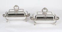 Antique Pair of English Silver Plated Entrée Dishes Mid 19th Century