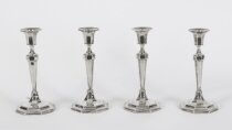 Antique Set 4 Sterling Silver Candlesticks by Hawkesworth Eyre & Co 1920