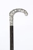 Antique French Art Noveau Silver Walking Cane Stick 19th Century