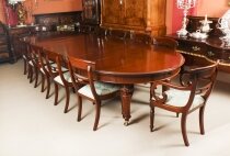 Antique 13ft Extending Dining Table 19th C & 12 Regency Revival Dining Chairs