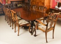 Vintage Dining Table & 10 Chippendale chairs William Tillman 20th C