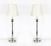 Vintage Pair Ralph Lauren Chrome Table Lamps Late 20th Century