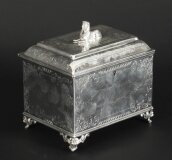 Antique Silver Plated Empire Revival Tea Caddy 19th Century