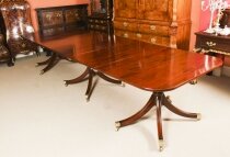 Antique 12ft Regency Revival Triple Pillar Dining Table 19th C