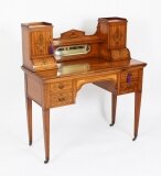 Antique Edwardian Marquetry Inlaid Satinwood Writing Table Desk C1900