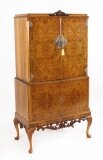 Vintage Burr Walnut Cocktail Cabinet Drinks Dry Bar Mid 20th C
