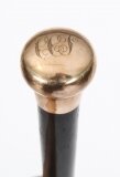 Antique Walking Stick Cane 9 Ct Gold Pommel Late 19th Century