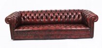 Vintage 8ft 250c English Button Back Leather Chesterfield Sofa mid 20th C