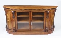 Antique Victorian Burr Walnut & Floral Marquetry Credenza 19th C
